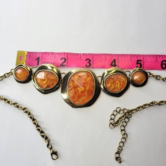 Orange Cabochon Style Choker Necklace - Picture 6 of 10